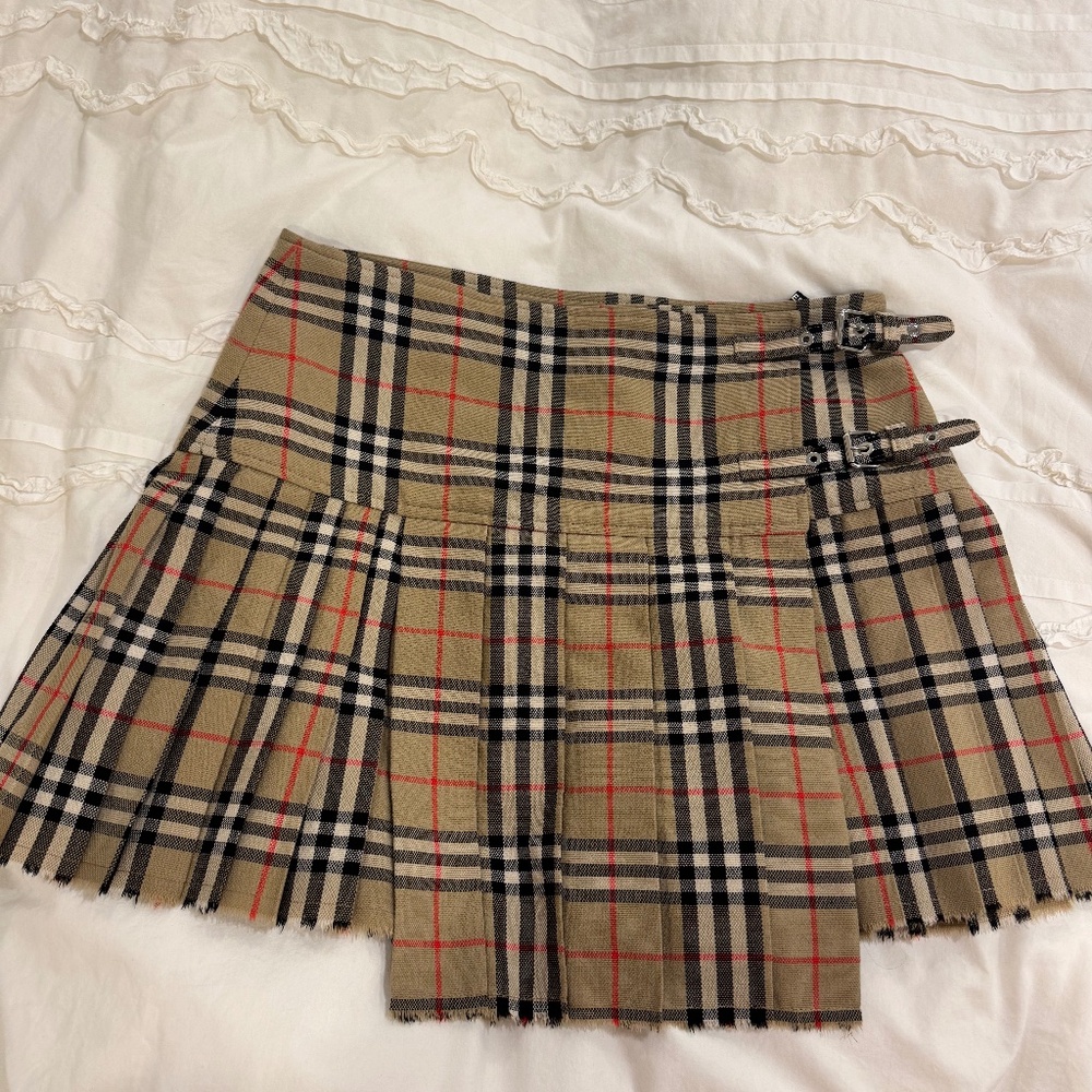 Burberry Zoe Vintage Check Asymmetrical Kilt Mini Skirt